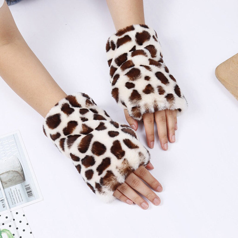 Leopard Print Warm Gloves