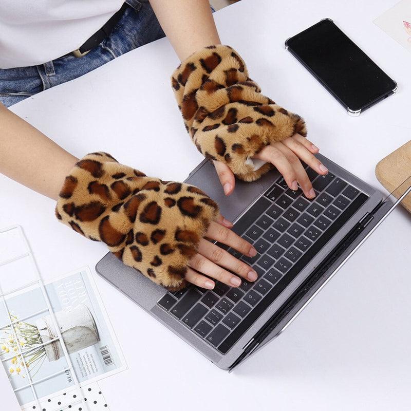 Leopard Print Warm Gloves