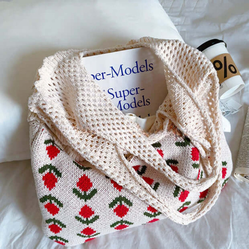 Casual Floral Knitted Bag