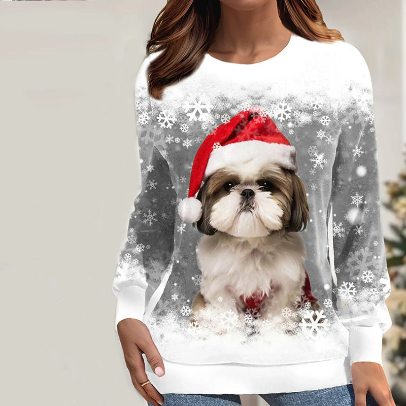 Dog Print Christmas Sweatshirt