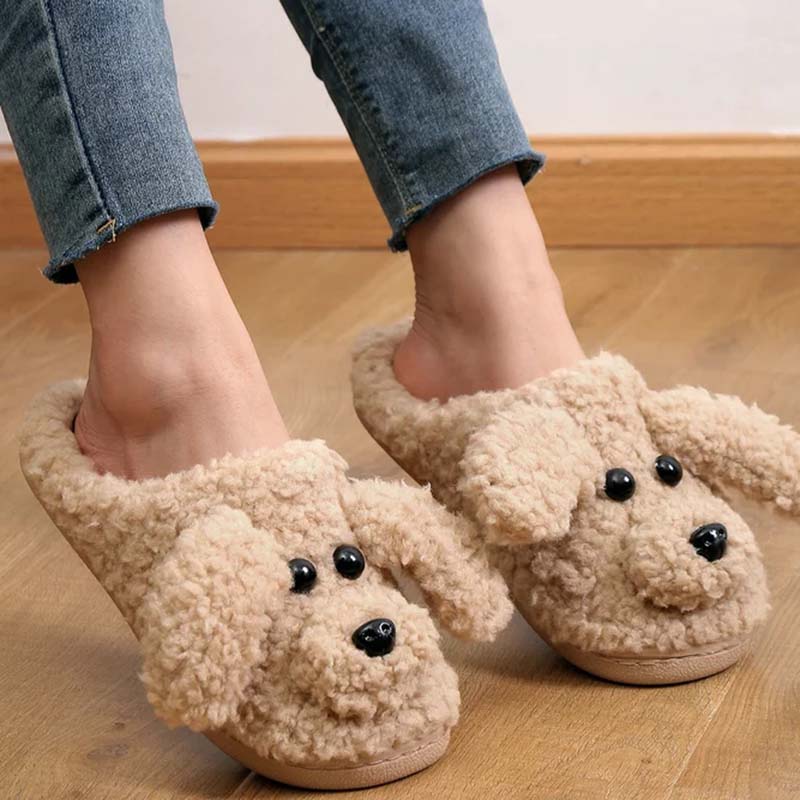 Cartoon Dog Plush Slippers