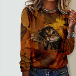 Casual Cat Print T-Shirt