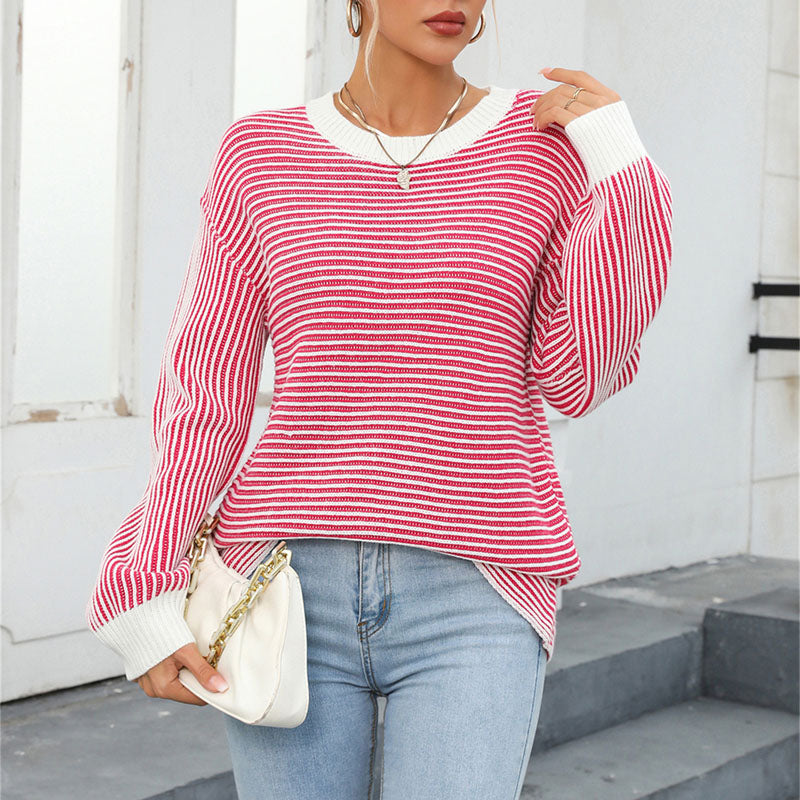 Casual Striped Knit Sweater