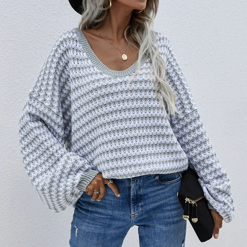 Casual Striped Knit Sweater