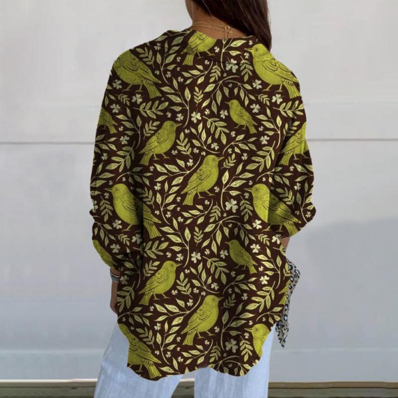 Vintage Leaf Print Blouse