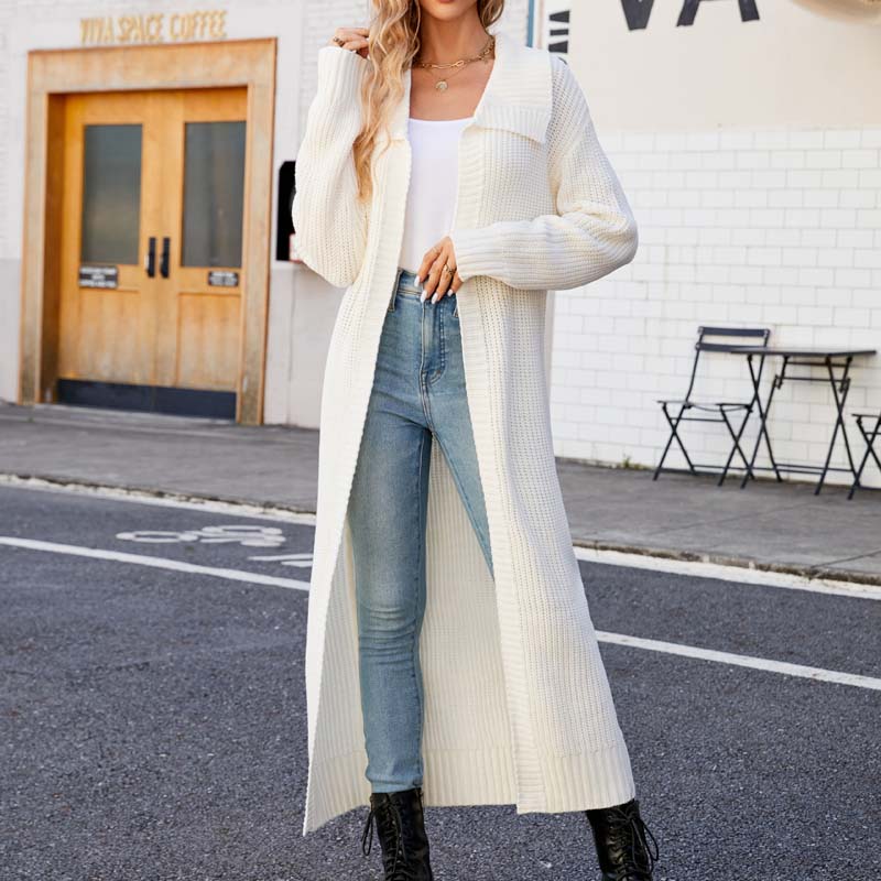 Casual Solid Colour Long Cardigan