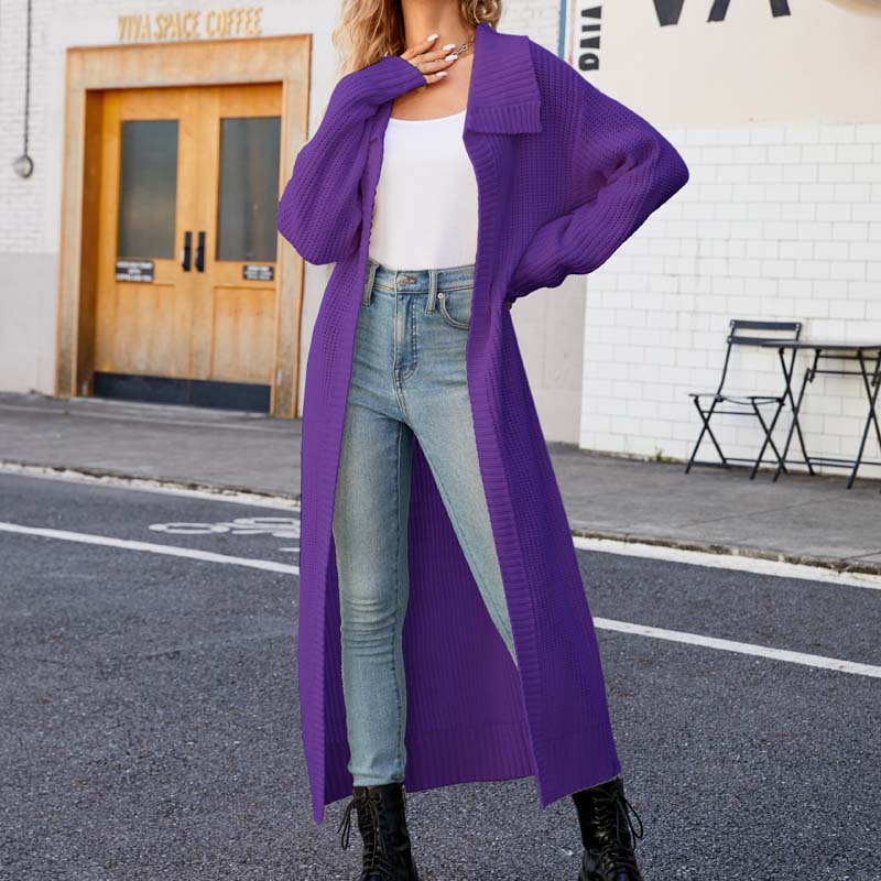 Casual Solid Colour Long Cardigan