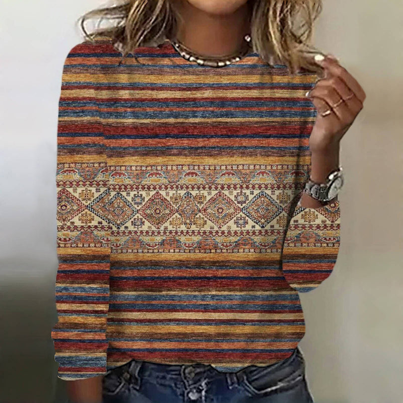 Vintage Ethnic Striped T-Shirt