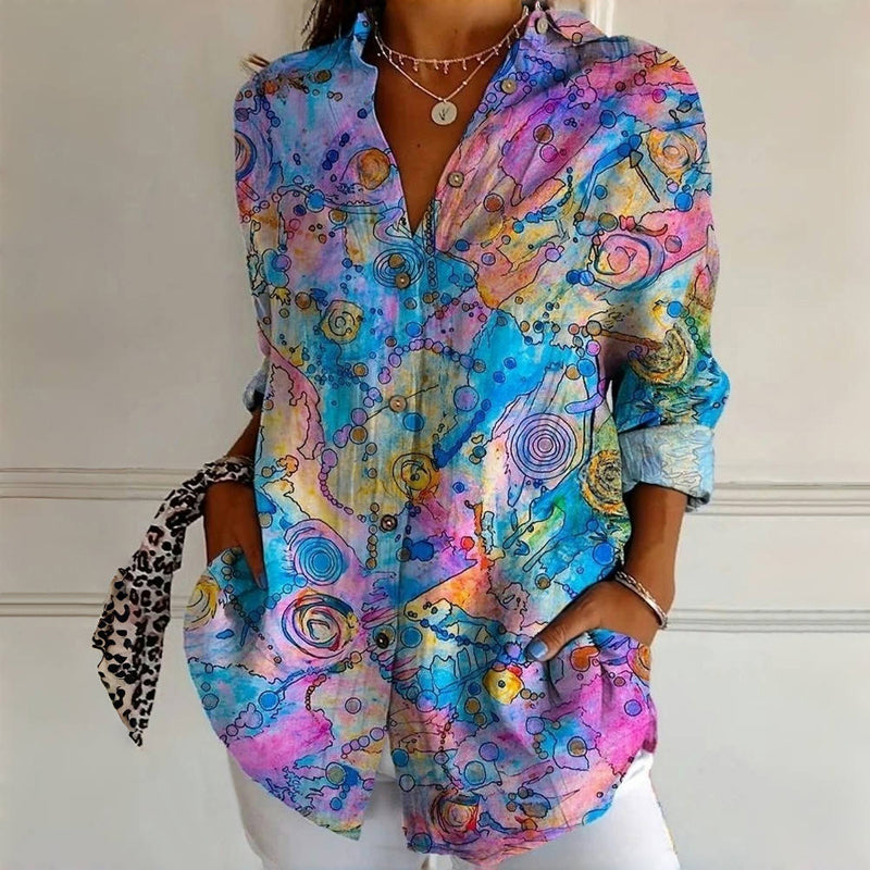 Vintage Abstract Print Blouse