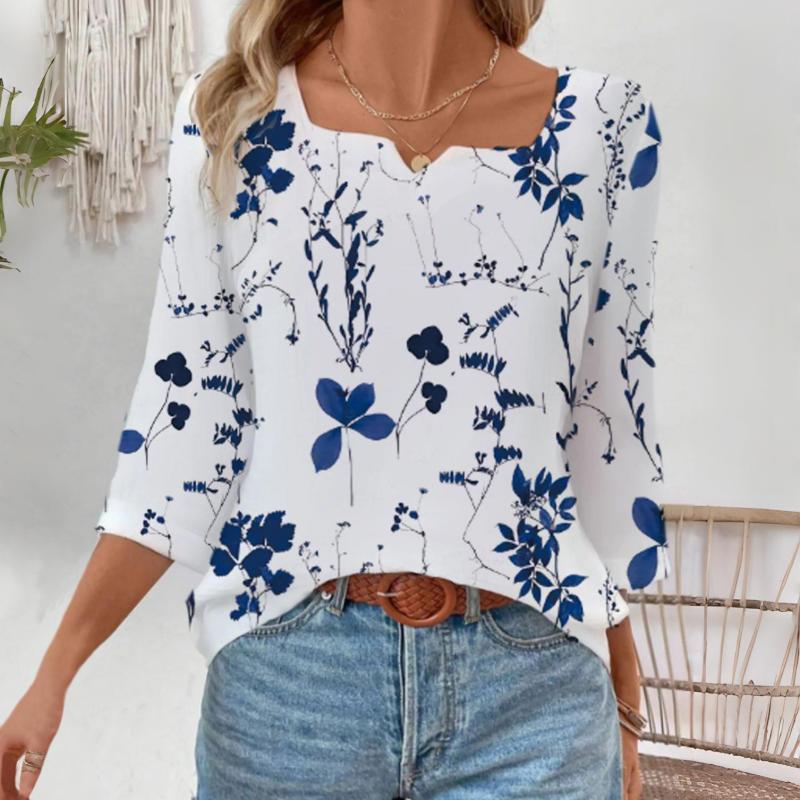 Casual Leaf Print Blouse