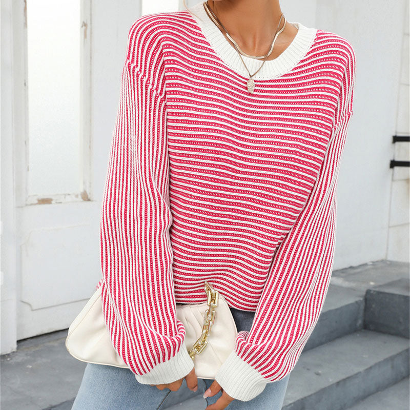 Casual Striped Knit Sweater