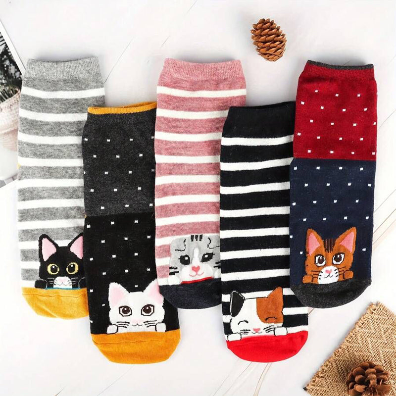 Cartoon Cat Print Socks