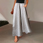 【Cotton And Linen】Casual Striped Wide Leg Trousers