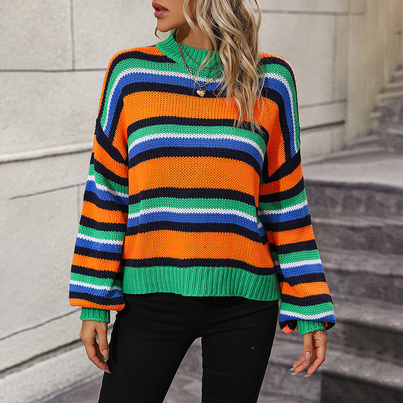 Casual Striped Knit Sweater