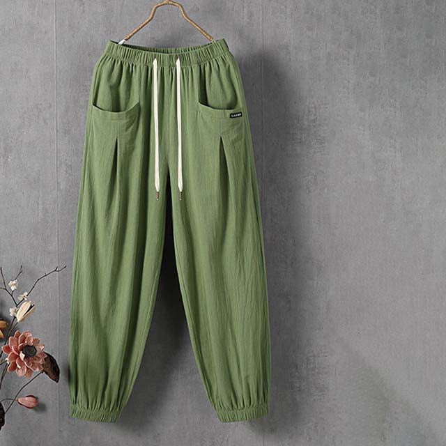 【Cotton and Linen】Solid Colour Casual Trousers