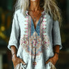 【Long Sleeve】Vintage Ethnic Print Blouse
