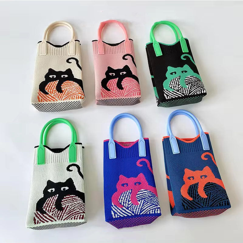 Cartoon Cat Knitted Bag