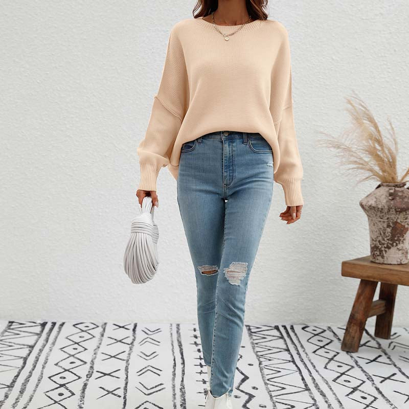 Casual Solid Colour Knit Sweater