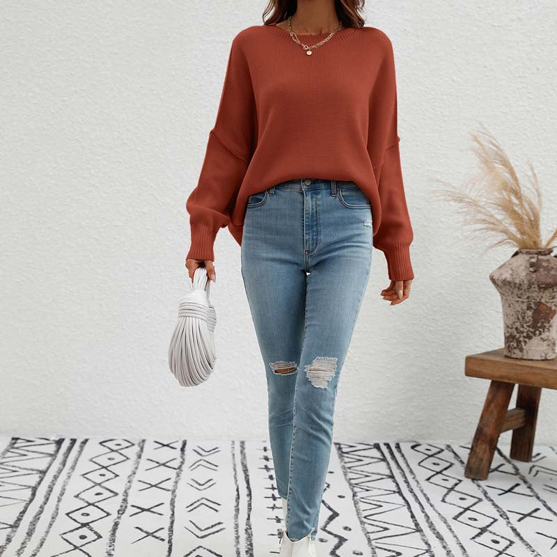 Casual Solid Colour Knit Sweater