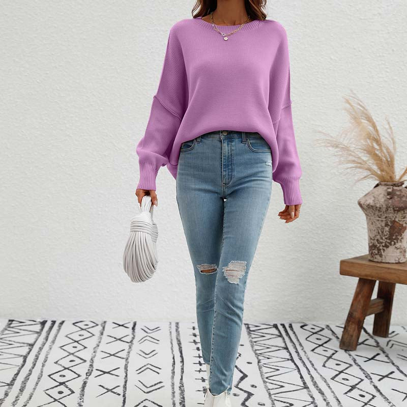 Casual Solid Colour Knit Sweater