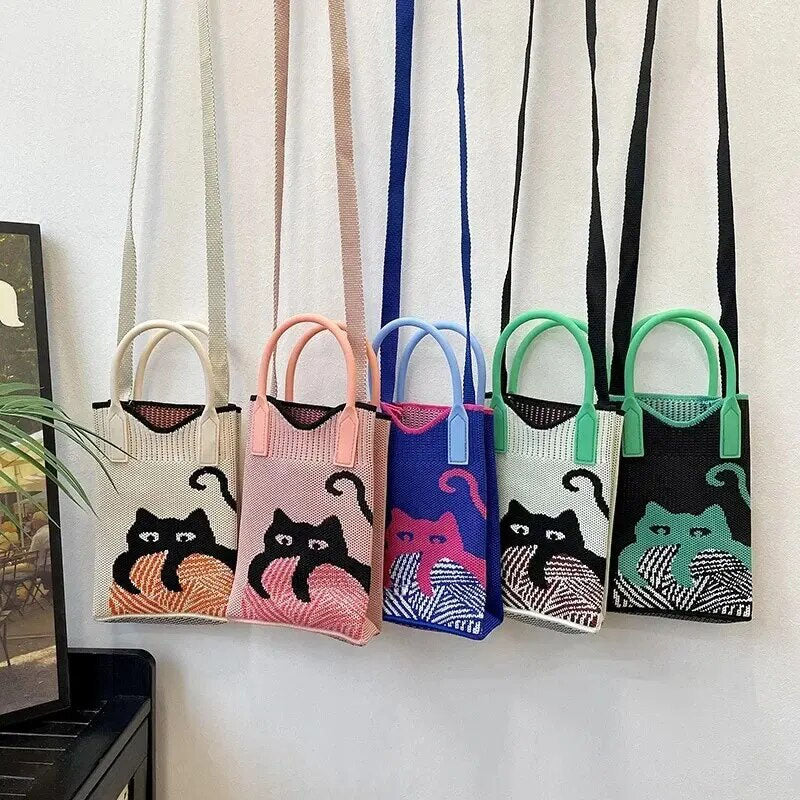 Cartoon Cat Knitted Bag