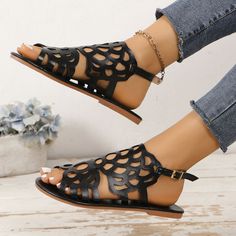 Ethnic Hollow Flat Sandals