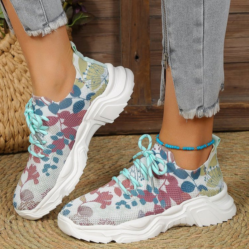 Floral Print Casual Sneakers