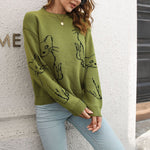 Cat Print Knit Sweater