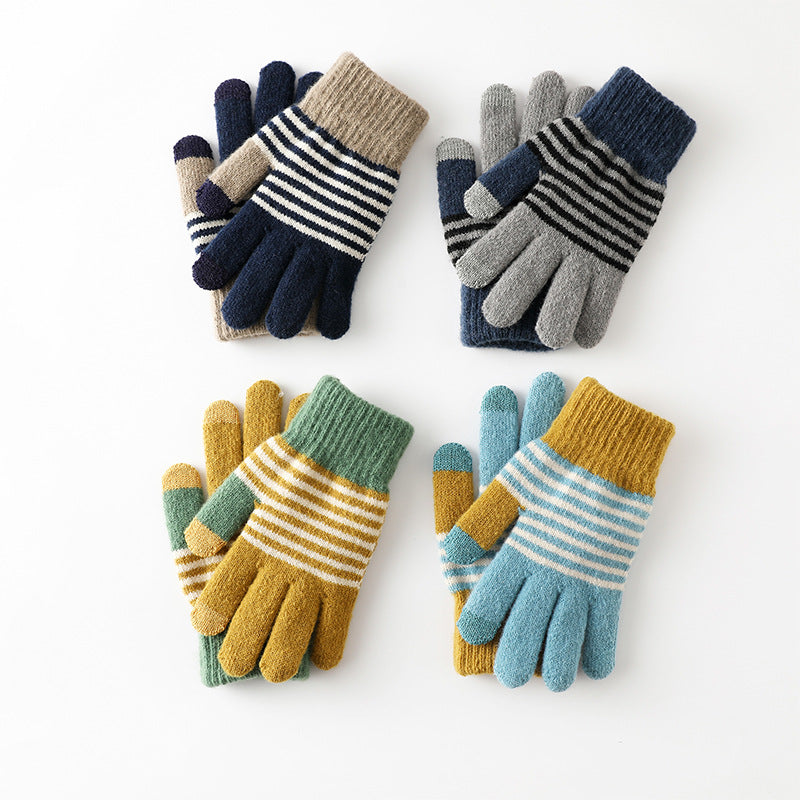 Casual Striped Warm Gloves