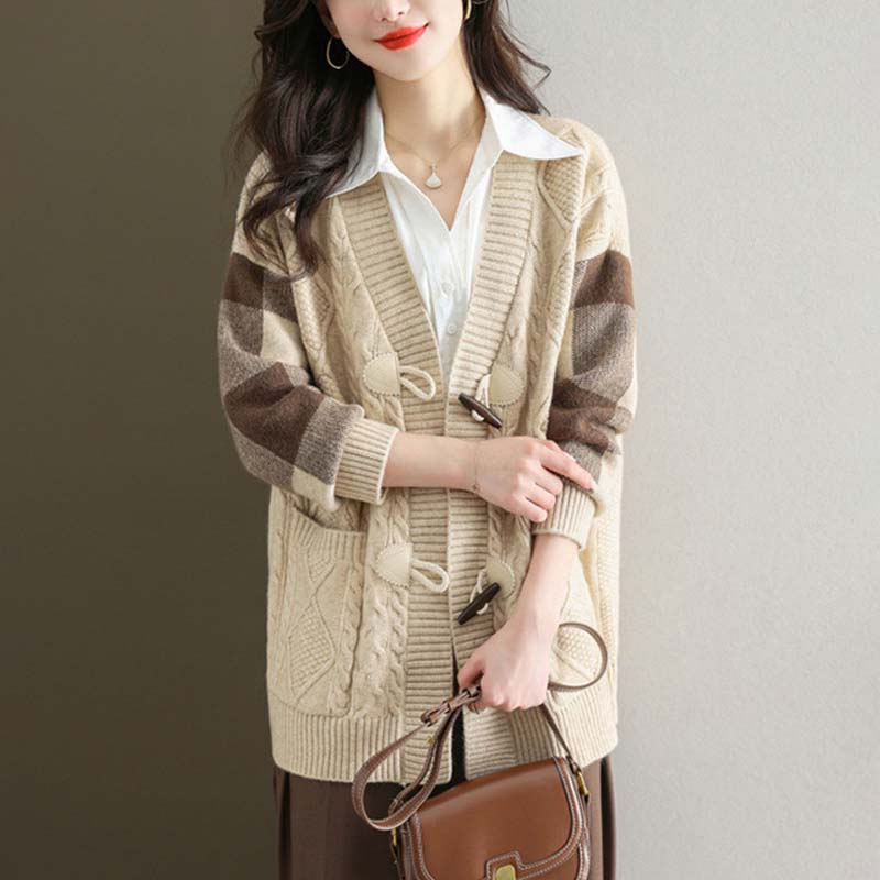 Vintage Plaid Knitted Cardigan