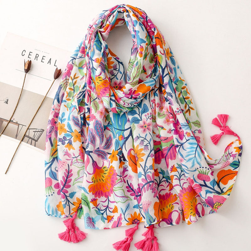 Colourful Floral Print Scarf