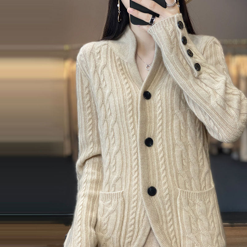 Casual Solid Colour Knitted Cardigan