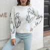 Cat Print Knit Sweater