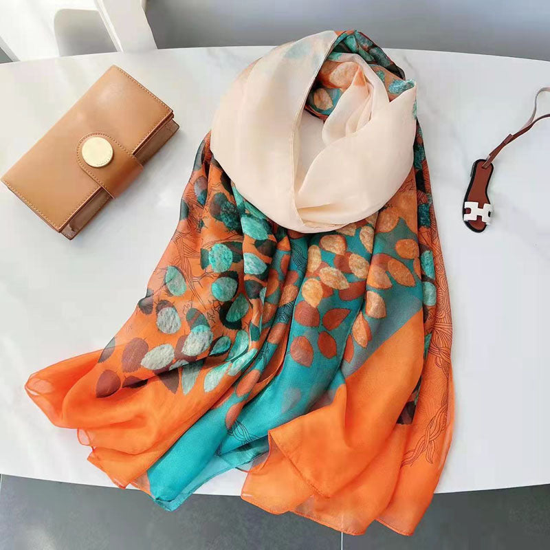 Casual Leaf Print Scarf