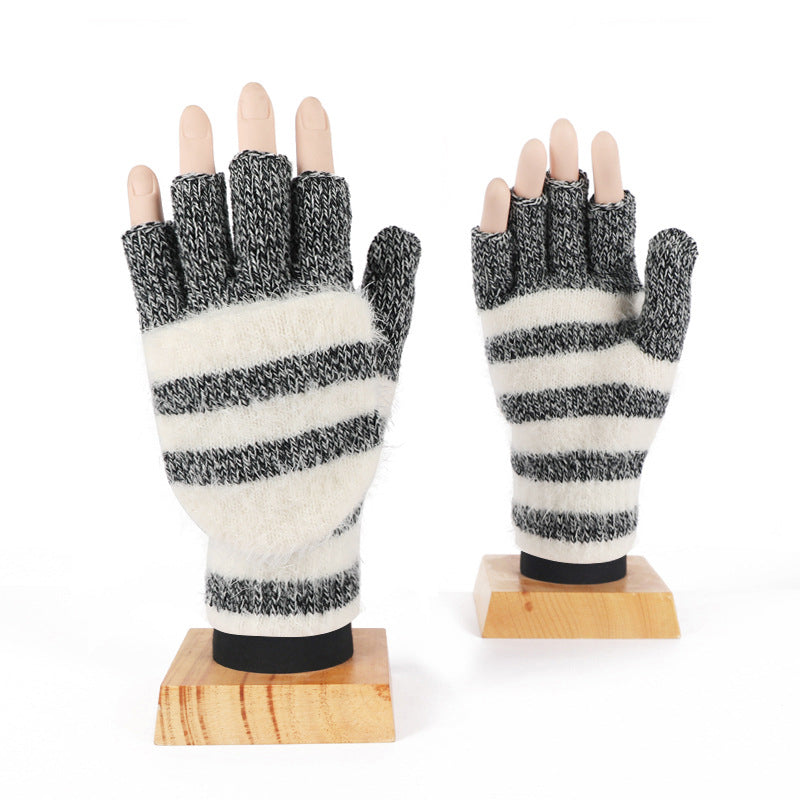 Striped Knitted Gloves