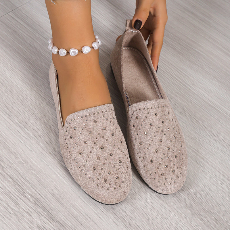 Rhinestone Embellished Flat Shoes