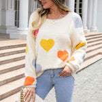 Heart Pattern Knit Sweater