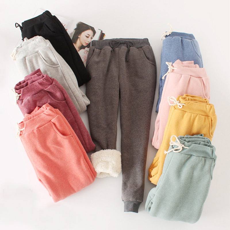 Solid Colour Warm Trousers