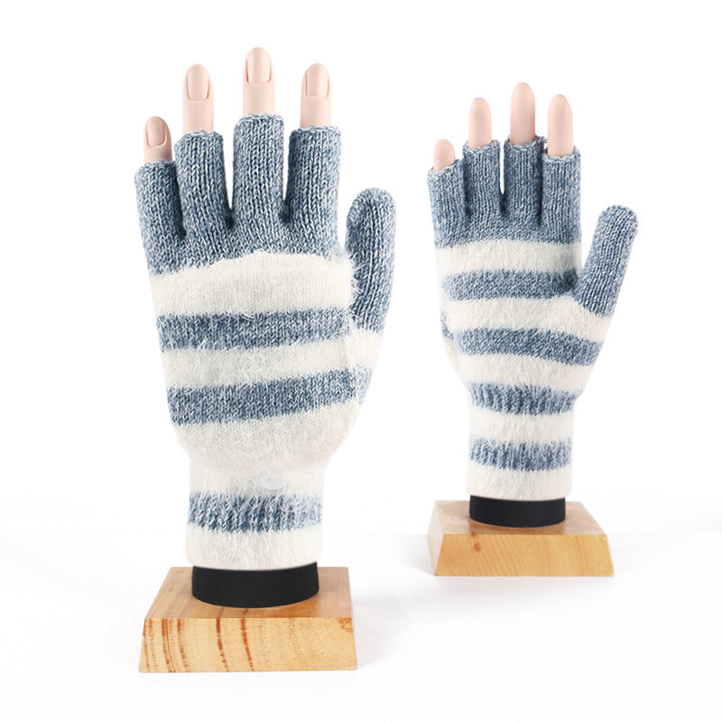 Striped Knitted Gloves