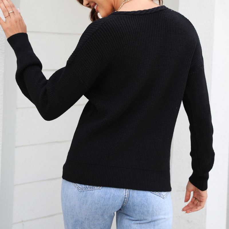 Casual Solid Colour Knit Sweater