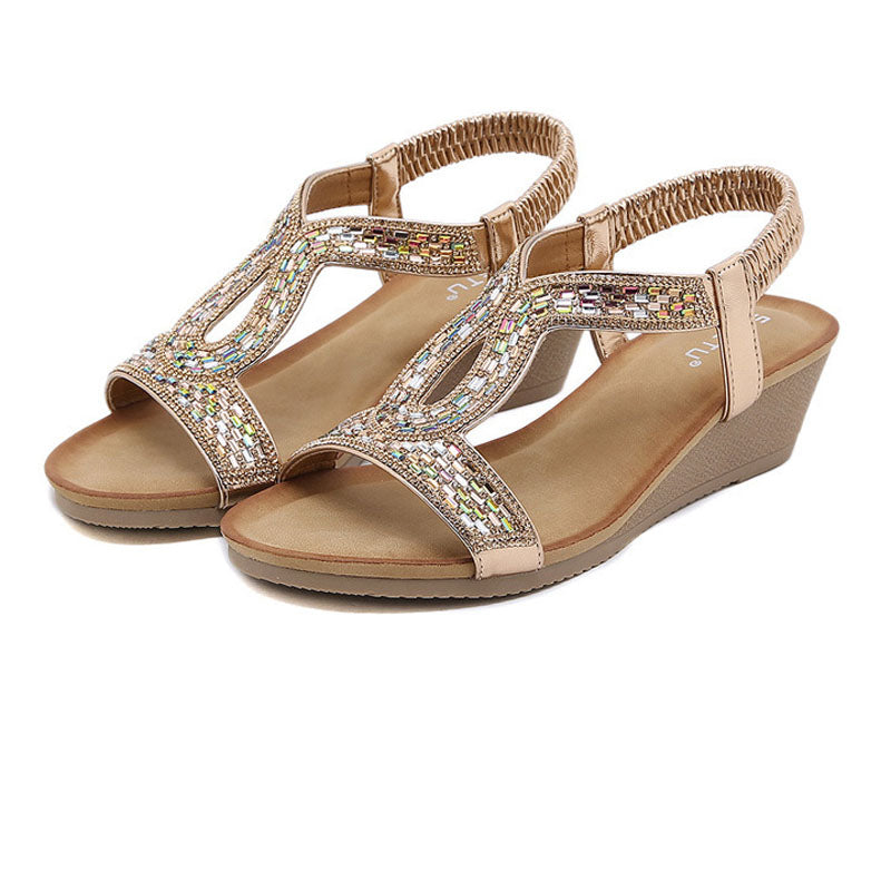 Rhinestone Wedge Sandals