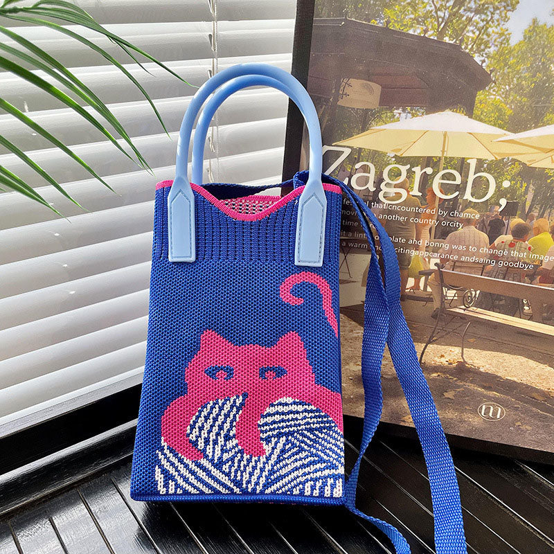 Cartoon Cat Knitted Bag