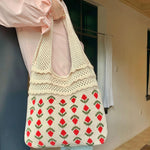 Casual Floral Knitted Bag