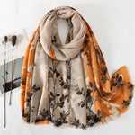 Vintage Leaf Print Scarf