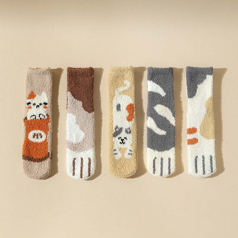 Cartoon Cat Plush Socks