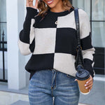 Casual Plaid Knit Sweater