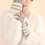 Striped Knitted Gloves