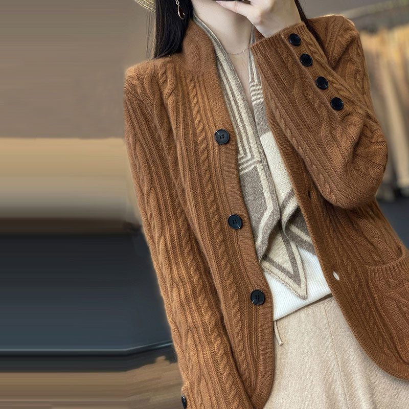 Casual Solid Colour Knitted Cardigan