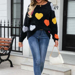 Heart Pattern Knit Sweater