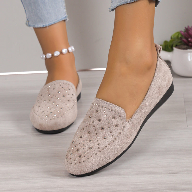 Rhinestone Embellished Flat Shoes